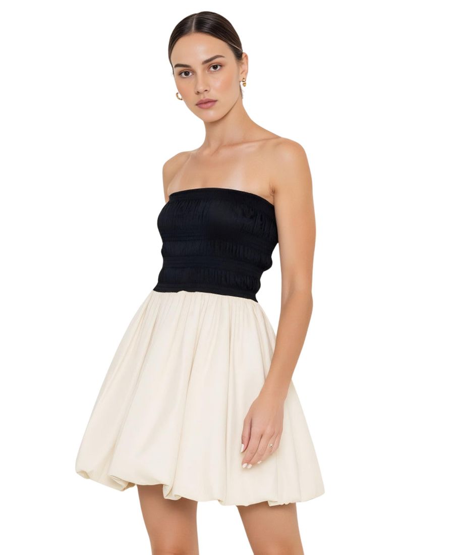 Женское мини-платье без бретелей с присборенным лифом и пышным подолом Modenaire, Black
Женское мини-платье без бретелей с присборенным лифом и пышным подолом Modenaire, Black