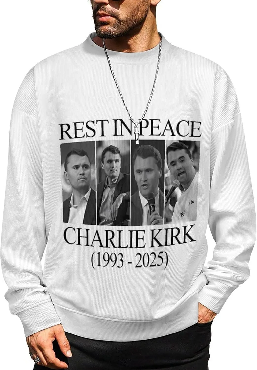 Свитер Charlie Kirk мужской, свободный крой, длинный рукав CONGIRLBOON
Свитер Charlie Kirk мужской, свободный крой, длинный рукав CONGIRLBOON