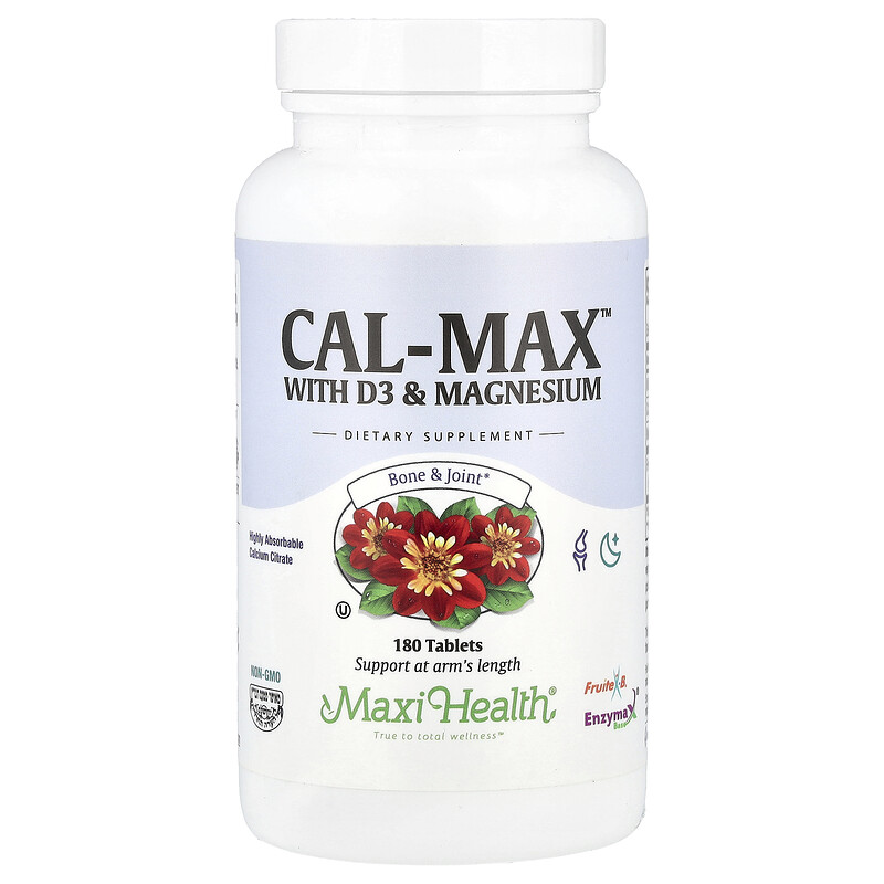 Maxi Health, Cal-Max с D3 и магнием, 180 таблеток
Maxi Health, Cal-Max с D3 и магнием, 180 таблеток