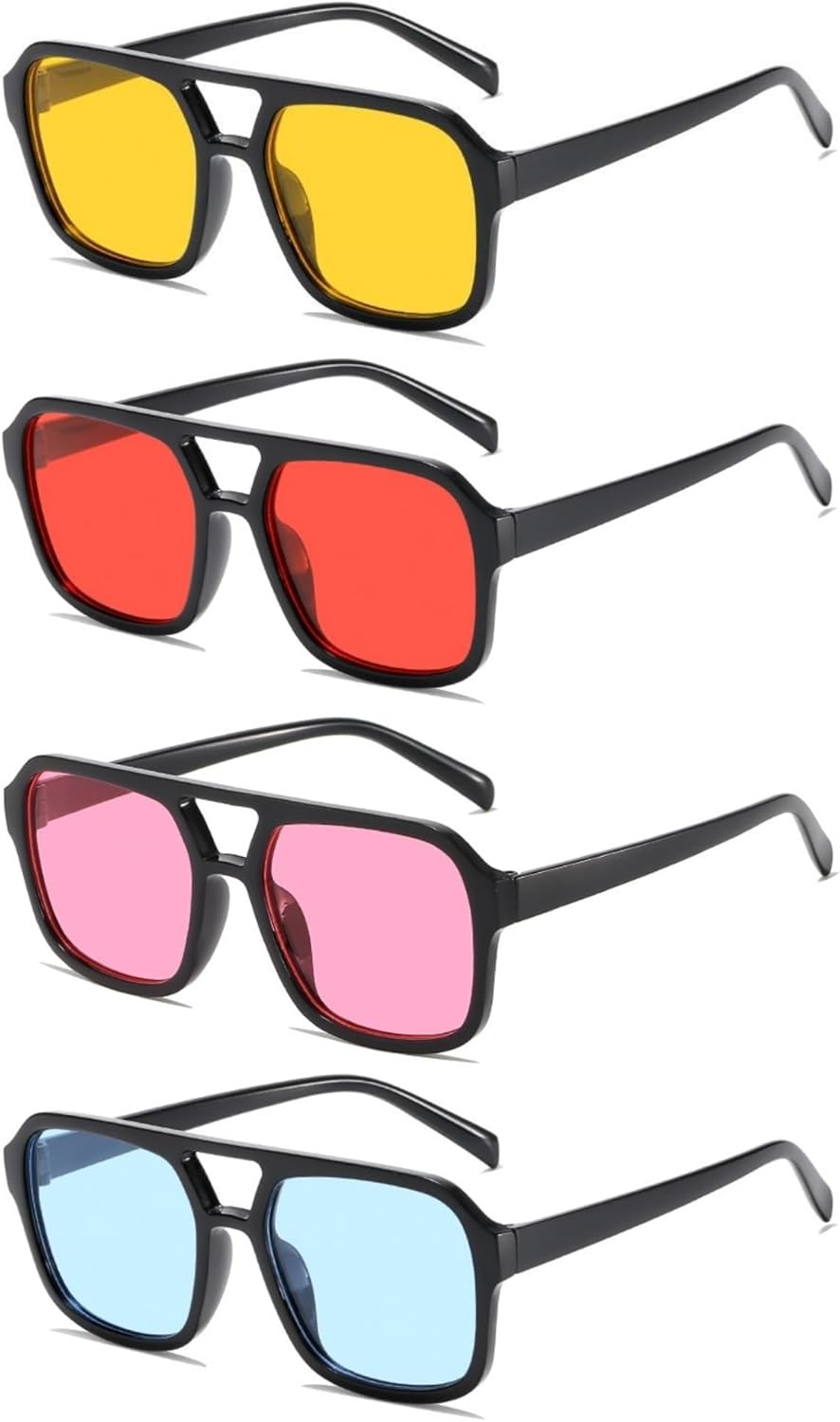 IKANOO 4 штуки винтажных ретро-солнцезащитных очков-авиаторов в стиле 70-х, квадратные, для женщин и мужчин, классические прямоугольные солнцезащитные очки, модные оттенки, Yellow+red+pink+blue
IKANOO 4 штуки винтажных ретро-солнцезащитных очков-авиаторов в стиле 70-х, квадратные, для женщин и мужчин, классические прямоугольные солнцезащитные очки, модные оттенки, Yellow+red+pink+blue