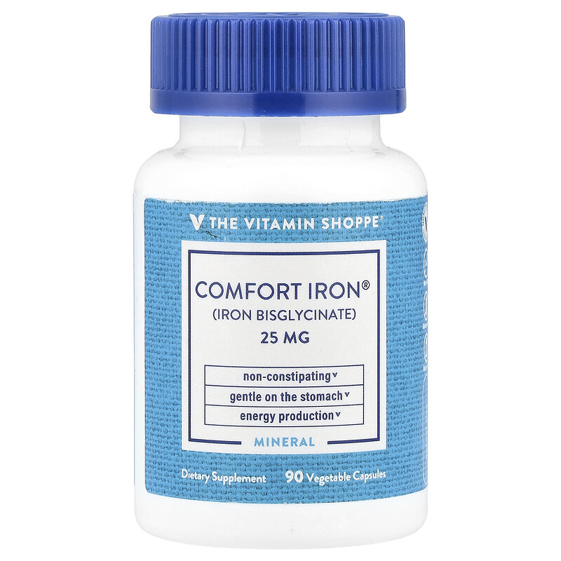 The Vitamin Shoppe, Comfort Iron, 25 мг, 90 растительных капсул
The Vitamin Shoppe, Comfort Iron, 25 мг, 90 растительных капсул