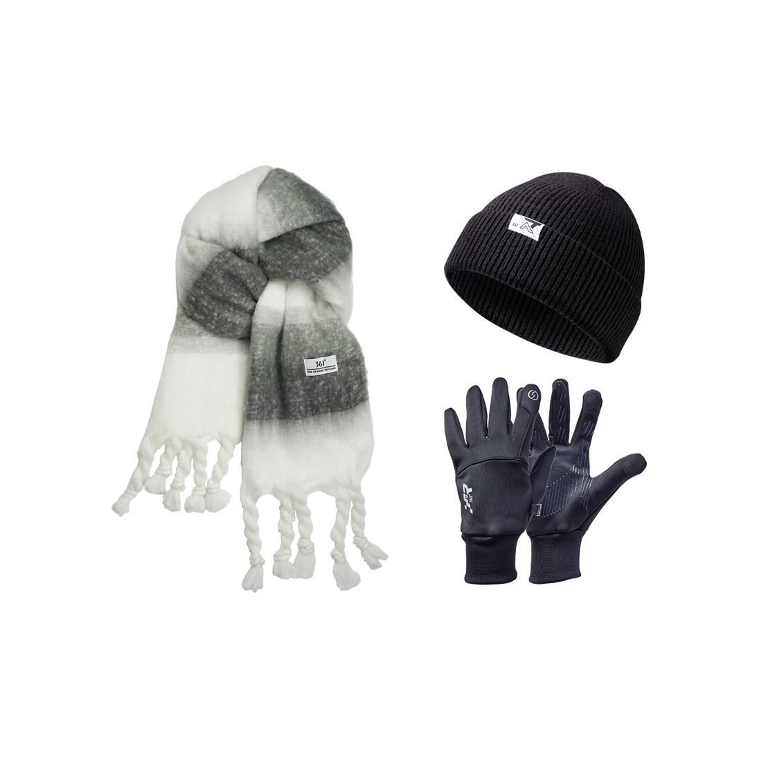 Шарф из полиэстера Unisex 361°, черный белый gradient-scarf+черный glove (women's)+черный beanie
Шарф из полиэстера Unisex 361°, черный белый gradient-scarf+черный glove (women's)+черный beanie