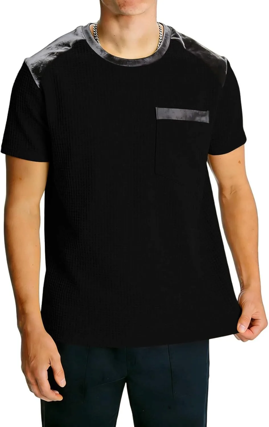 Мужская футболка с коротким рукавом и воротником-гольф из вельвета
Мужская футболка с коротким рукавом и воротником-гольф из вельвета