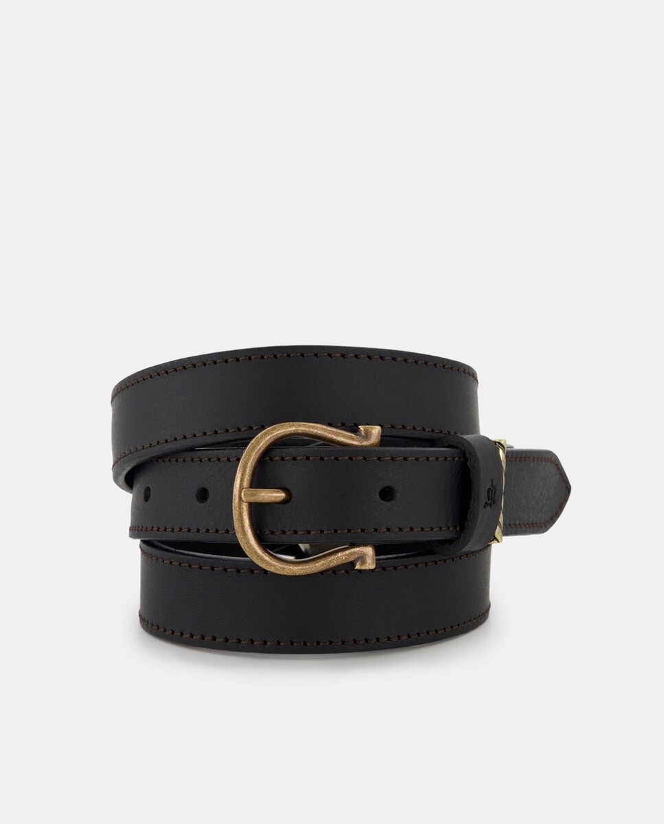 Черный кожаный ремень с пряжкой в форме подковы El Caballo, черный
Черный кожаный ремень с пряжкой в форме подковы El Caballo, черный