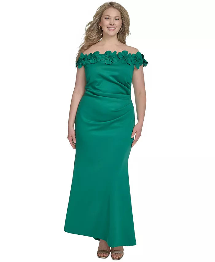 Платье с открытыми плечами и 3D цветами больших размеров Eliza J, зеленый
Платье с открытыми плечами и 3D цветами больших размеров Eliza J, зеленый
