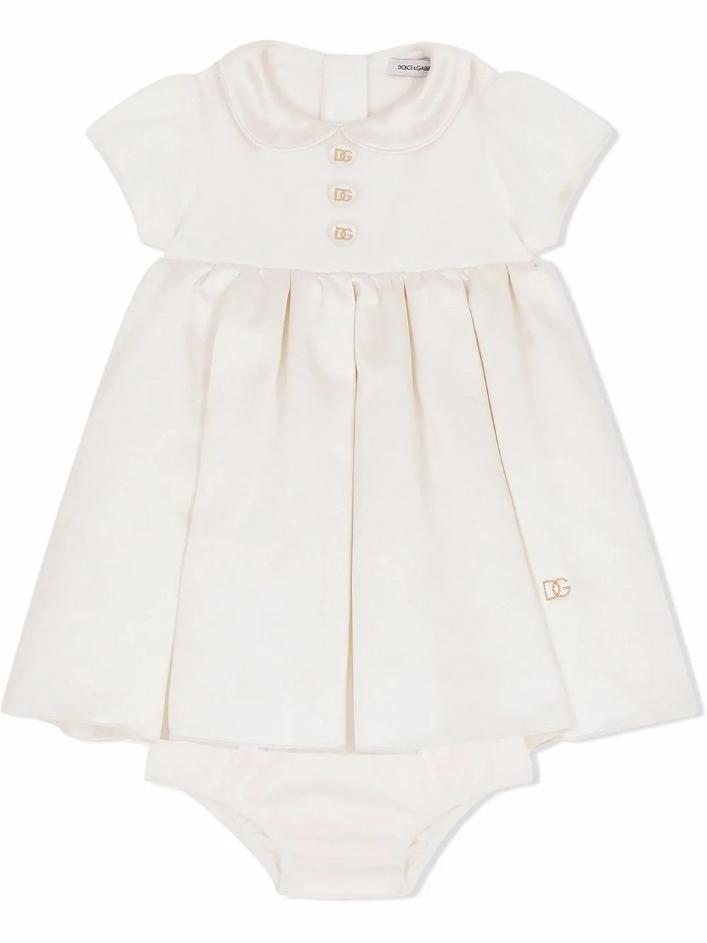 Комплект из расклешенного платья и блумеров Dolce & Gabbana Kids, белый
Комплект из расклешенного платья и блумеров Dolce & Gabbana Kids, белый