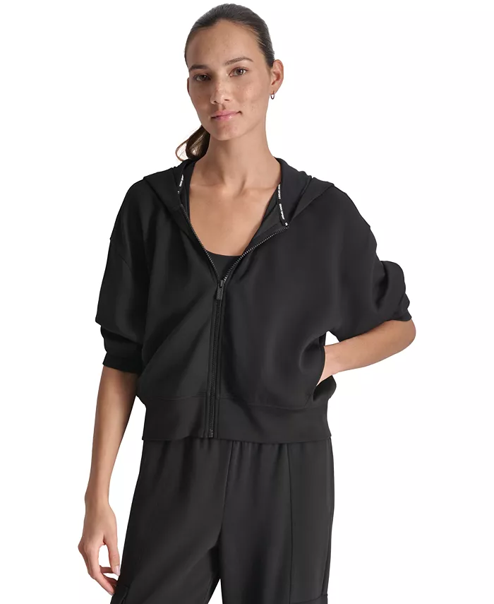 Женская толстовка с капюшоном и застежкой-молнией на заниженную линию плеча DKNY, черный
Женская толстовка с капюшоном и застежкой-молнией на заниженную линию плеча DKNY, черный