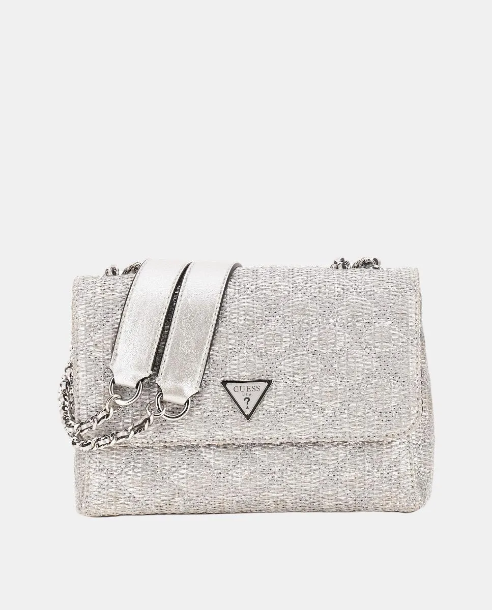 Сумка через плечо с магнитной застежкой и металлической ручкой Guess, серебряный
Сумка через плечо с магнитной застежкой и металлической ручкой Guess, серебряный