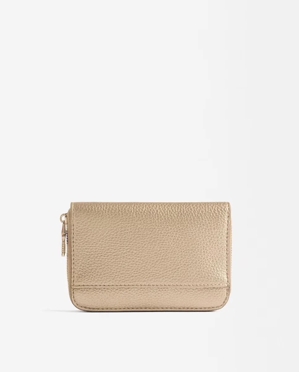 Средний женский кошелек с застежкой-молнией, однотонный Parfois, золотой 
Средний женский кошелек с застежкой-молнией, однотонный Parfois, золотой