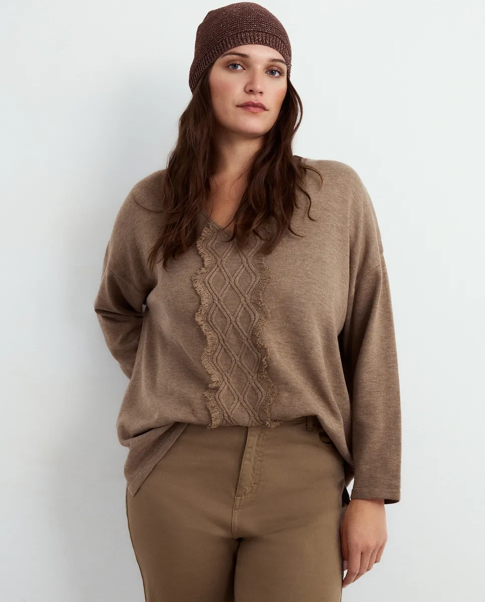 Женский джемпер с V-образным вырезом и бахромой Couchel, светло-коричневый
Женский джемпер с V-образным вырезом и бахромой Couchel, светло-коричневый