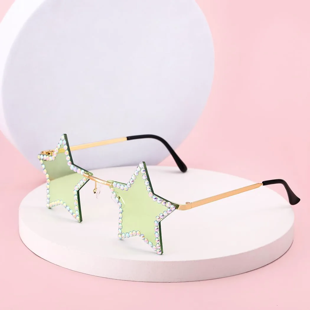 Солнцезащитные очки Woeoe без оправы в форме звезды, хрустальные солнцезащитные очки для женщин, аксессуары для костюмированной вечеринки в виде пентаграммы, Green
Солнцезащитные очки Woeoe без оправы в форме звезды, хрустальные солнцезащитные очки для женщин, аксессуары для костюмированной вечеринки в виде пентаграммы, Green