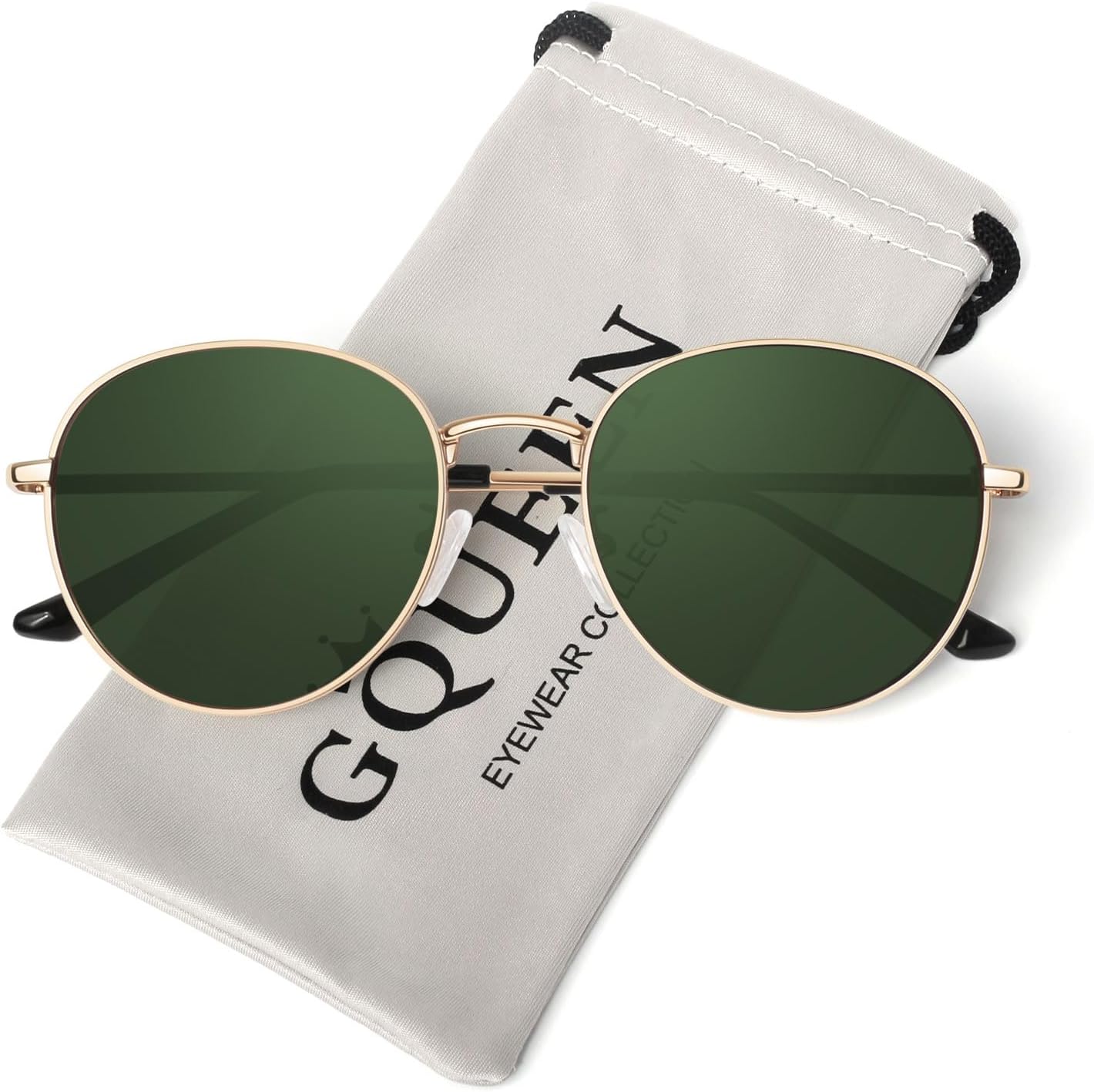 Солнцезащитные очки GQUEEN Retro круглые поляризованные для женщин и мужчин, с пружинным шарниром, металлической оправой, модные овальные солнцезащитные очки в стиле хиппи, защита от УФ-излучения UV400, 1 Gold Frame/Green Lens
Солнцезащитные очки GQUEEN Retro круглые поляризованные для женщин и мужчин, с пружинным шарниром, металлической оправой, модные овальные солнцезащитные очки в стиле хиппи, защита от УФ-излучения UV400, 1 Gold Frame/Green Lens