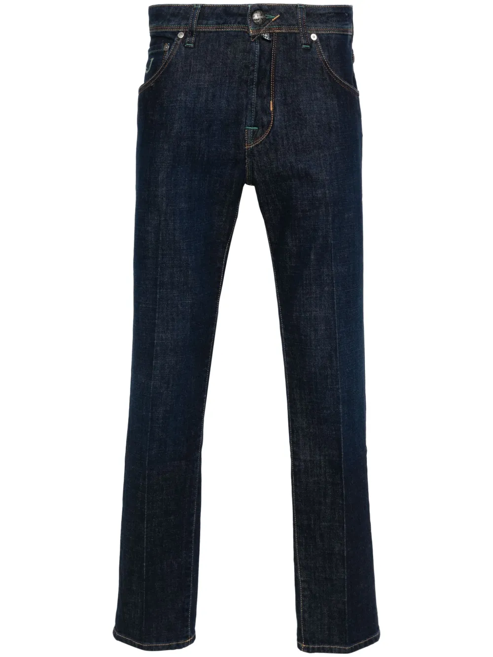 Зауженные джинсы с вышитым логотипом JACOB COHEN, синий 
Зауженные джинсы с вышитым логотипом JACOB COHEN, синий