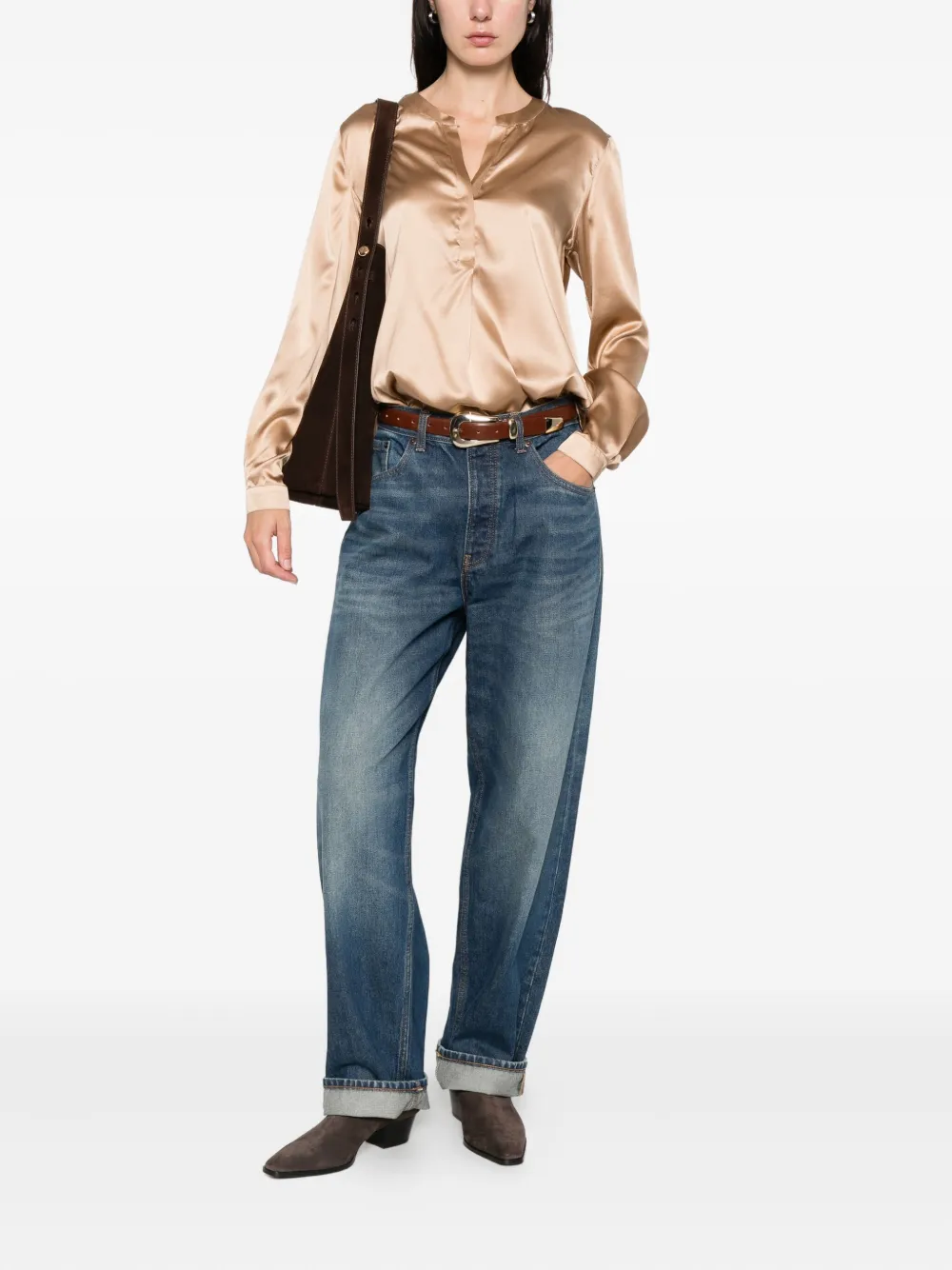 Блузка на пуговицах с V-образным вырезом Purotatto, бежевый
Блузка на пуговицах с V-образным вырезом Purotatto, бежевый