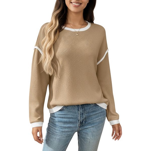 Женский длинный свитер с контрастной отделкой и свободным кроем Anna-Kaci, Light Beige
Женский длинный свитер с контрастной отделкой и свободным кроем Anna-Kaci, Light Beige