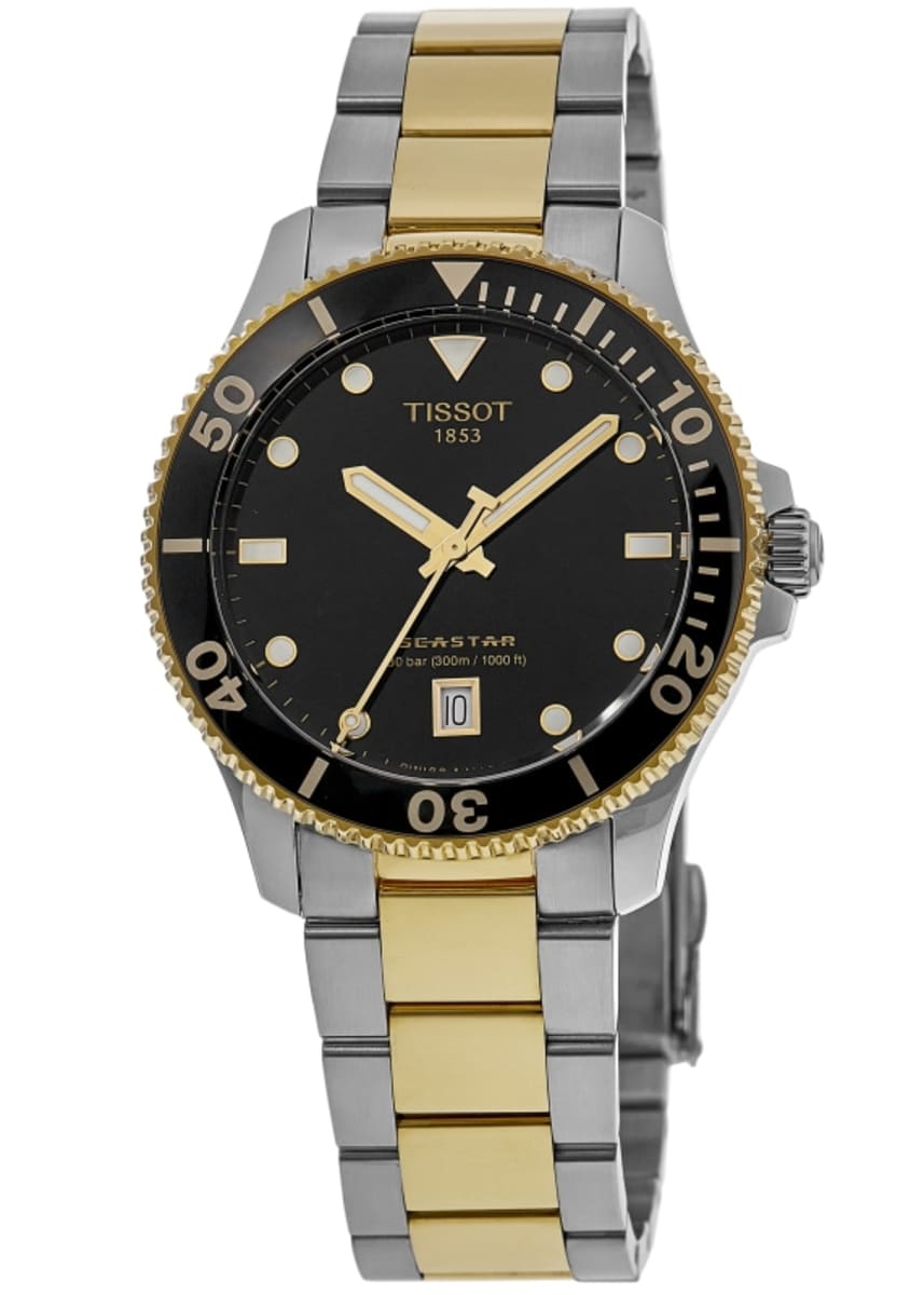 Tissot Seastar 1000 кварцевые мужские часы с черным циферблатом и двухцветной сталью T120.410.22.051.00
Tissot Seastar 1000 кварцевые мужские часы с черным циферблатом и двухцветной сталью T120.410.22.051.00