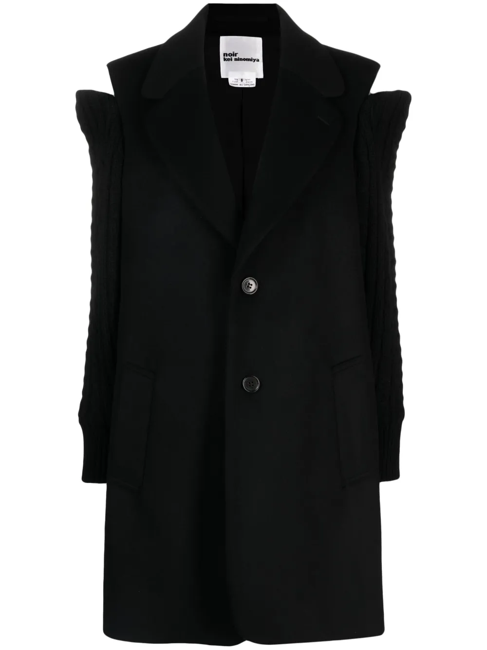 Однобортное пальто с открытыми плечами Noir Kei Ninomiya, черный
Однобортное пальто с открытыми плечами Noir Kei Ninomiya, черный