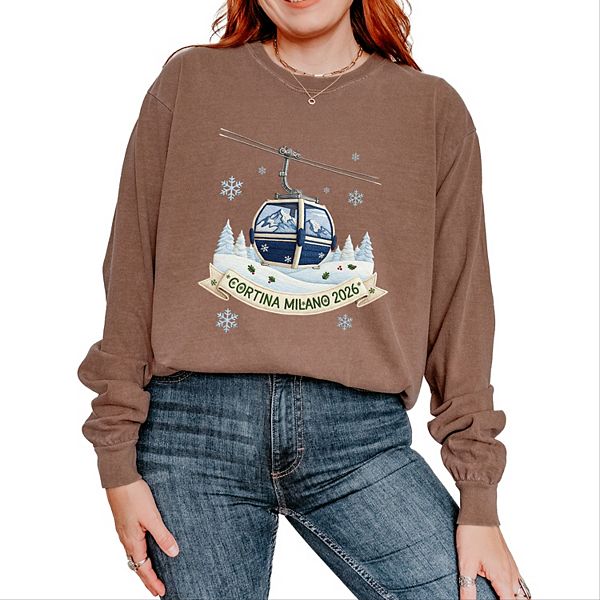 Cortina milano 2026 ski lift - женская футболка с длинным рукавом и принтом, окрашенная в готовом виде Simply Sage Market, Espresso
Cortina milano 2026 ski lift - женская футболка с длинным рукавом и принтом, окрашенная в готовом виде Simply Sage Market, Espresso