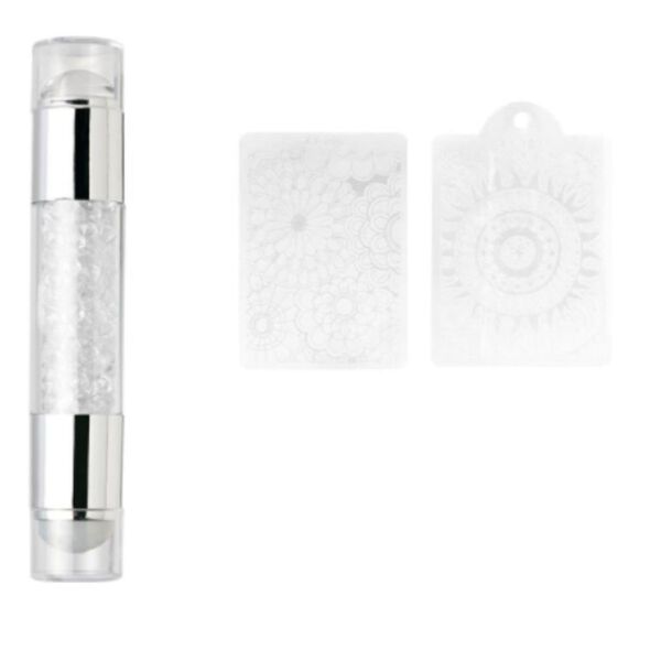 Набор: маленький, двухсторонний, серебряный штамп для ногтей, 1 шт. + лопатка, 1 шт. + трафареты, 2 шт. Many Beauty
Набор: маленький, двухсторонний, серебряный штамп для ногтей, 1 шт. + лопатка, 1 шт. + трафареты, 2 шт. Many Beauty