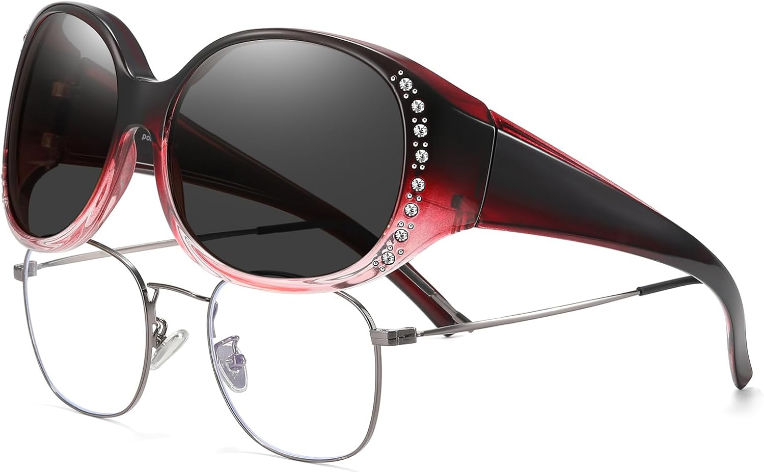 Женские поляризованные солнцезащитные очки HAOLOTA с блестками, солнцезащитные очки для коррекции зрения, защита от УФ-излучения UV400, L Size Gradient Wine Frame Grey Lens
Женские поляризованные солнцезащитные очки HAOLOTA с блестками, солнцезащитные очки для коррекции зрения, защита от УФ-излучения UV400, L Size Gradient Wine Frame Grey Lens