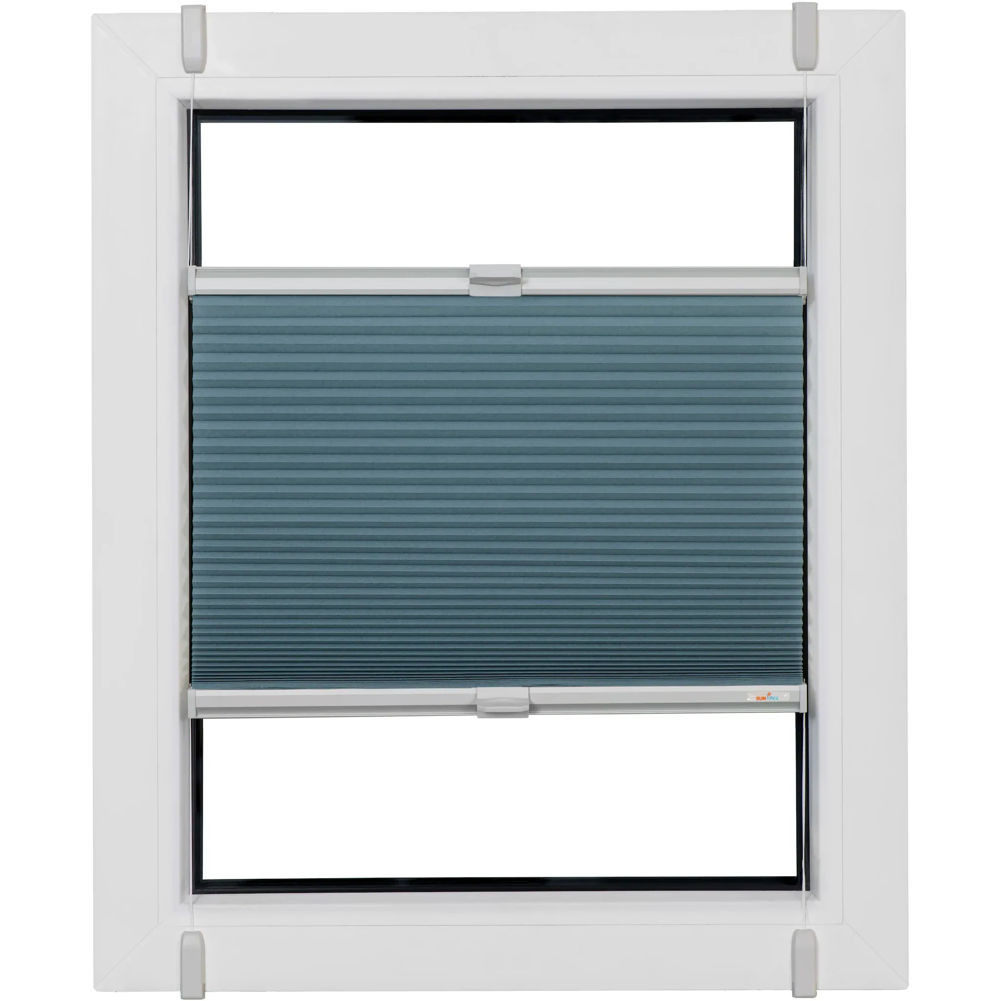 Сотовые плиссированные жалюзи Sunlines «One Size Style Honeycomb TL», непрозрачные, без сверления, натяжные, цвет аксессуаров серый, для зажима