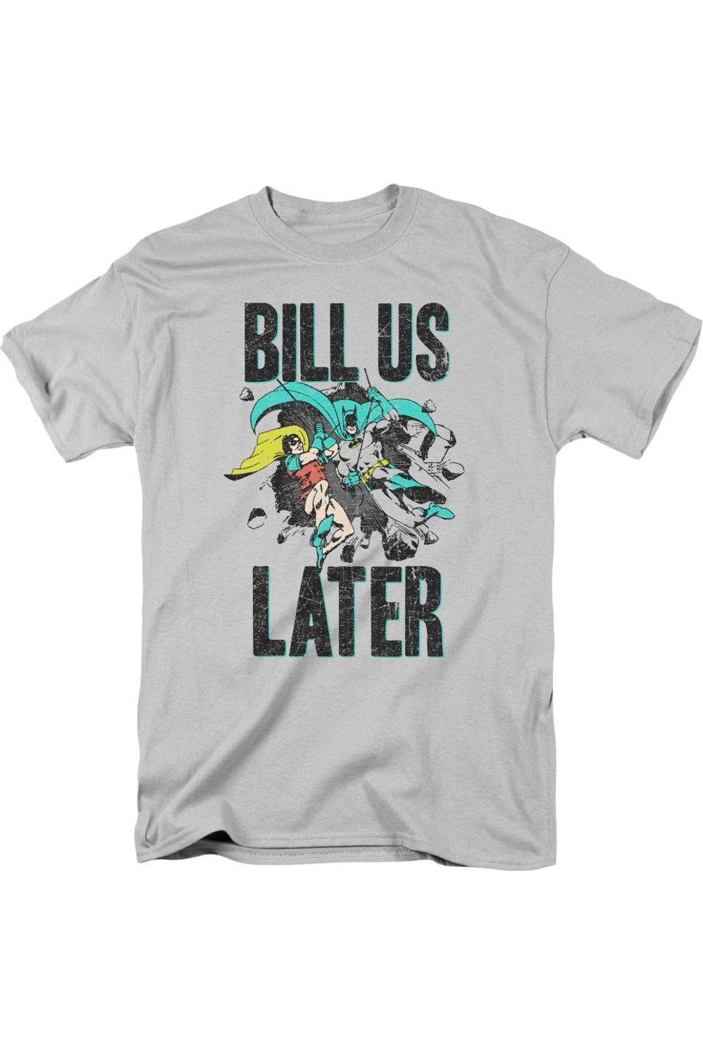 Футболка с коротким рукавом для взрослых DC Comics Bill Us Later Gildan, серебряный
Футболка с коротким рукавом для взрослых DC Comics Bill Us Later Gildan, серебряный