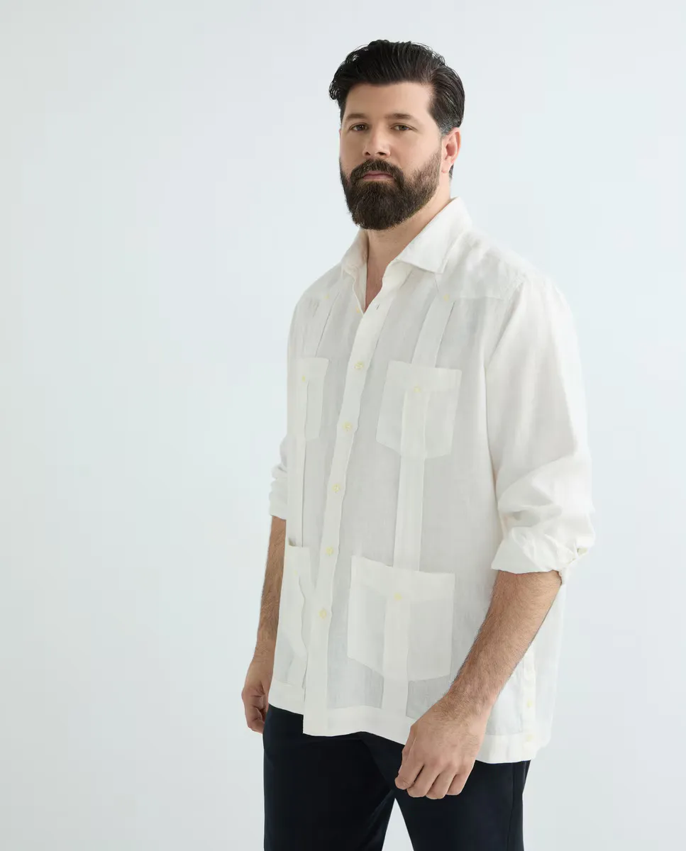 Гуаябера 100% однотонный лен с длинными рукавами, большие размеры Emidio Tucci, белый
Гуаябера 100% однотонный лен с длинными рукавами, большие размеры Emidio Tucci, белый