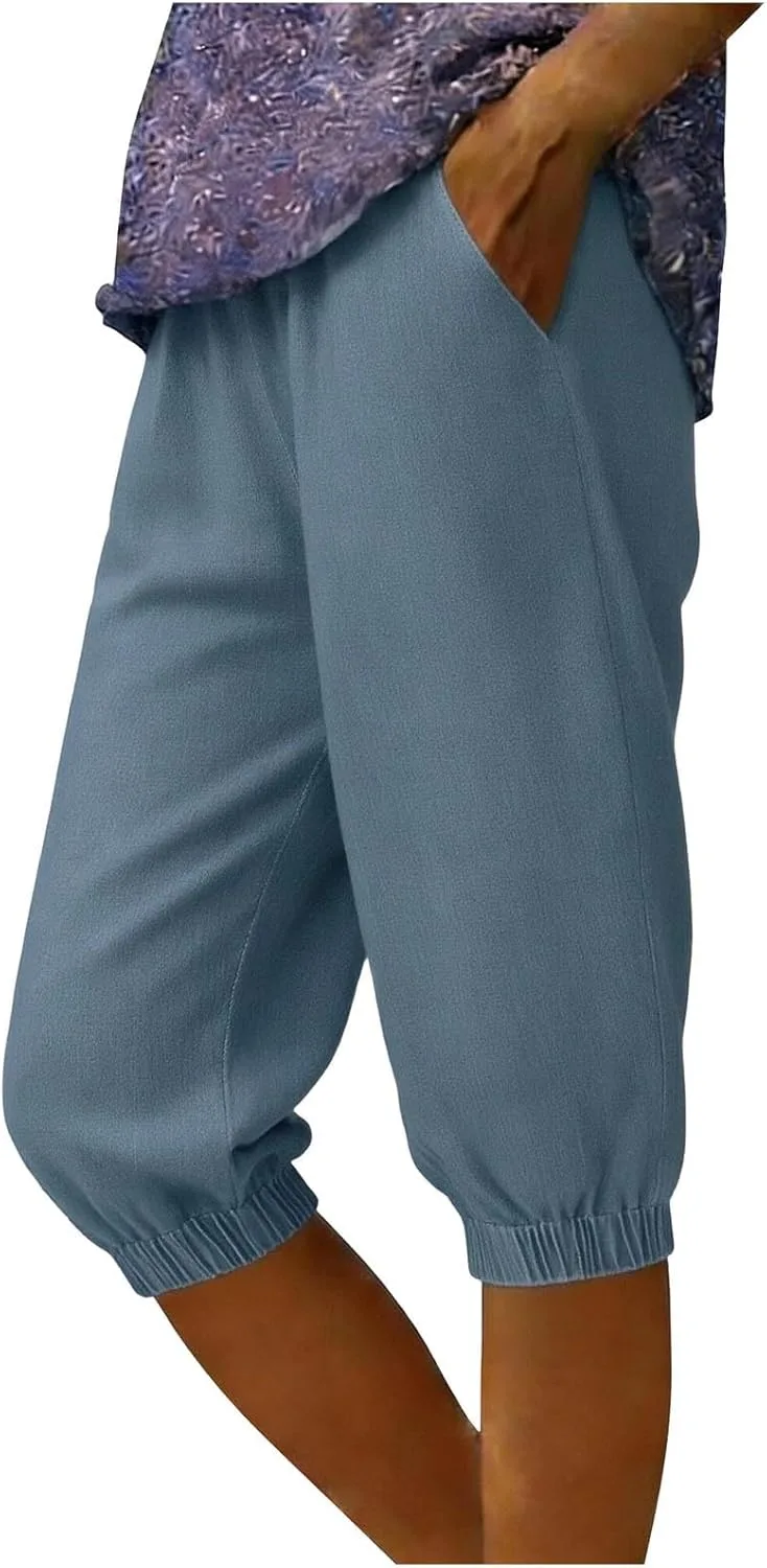 Женские капри с карманами, Casual, Straight, Wide Leg, Loose, Elastic Waist Pbawab
Женские капри с карманами, Casual, Straight, Wide Leg, Loose, Elastic Waist Pbawab