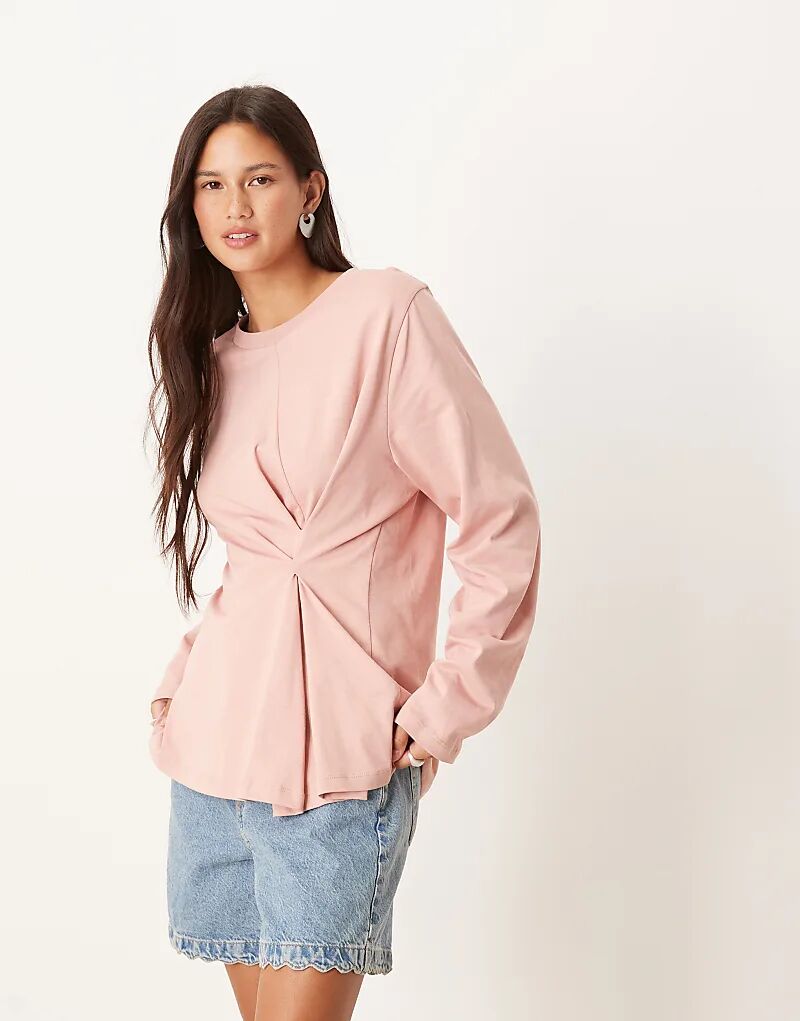Футболка ASOS DESIGN с длинными рукавами и складками розового цвета
Футболка ASOS DESIGN с длинными рукавами и складками розового цвета