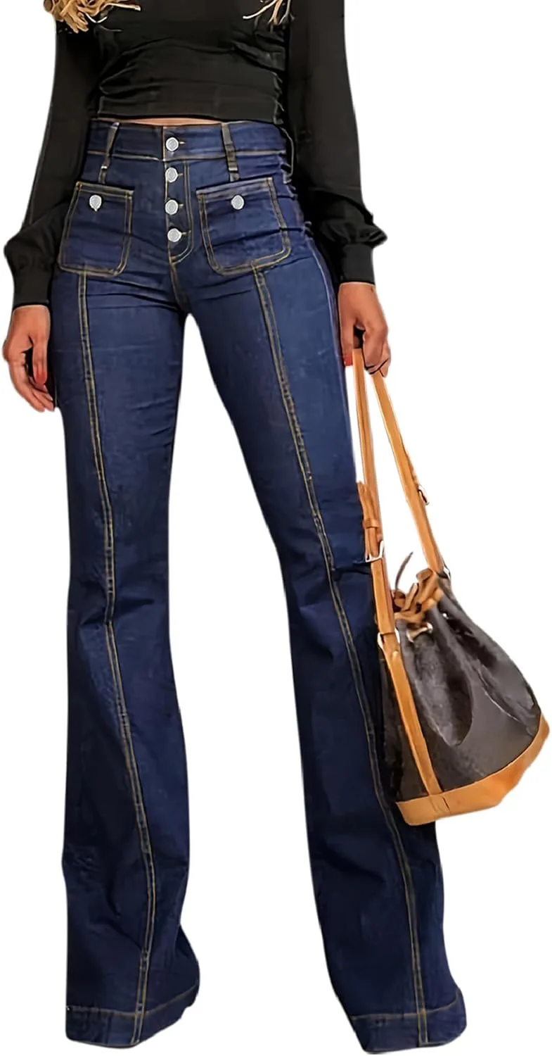 GOLDPKF женские джинсы с высокой талией и расклешенным низом
GOLDPKF женские джинсы с высокой талией и расклешенным низом