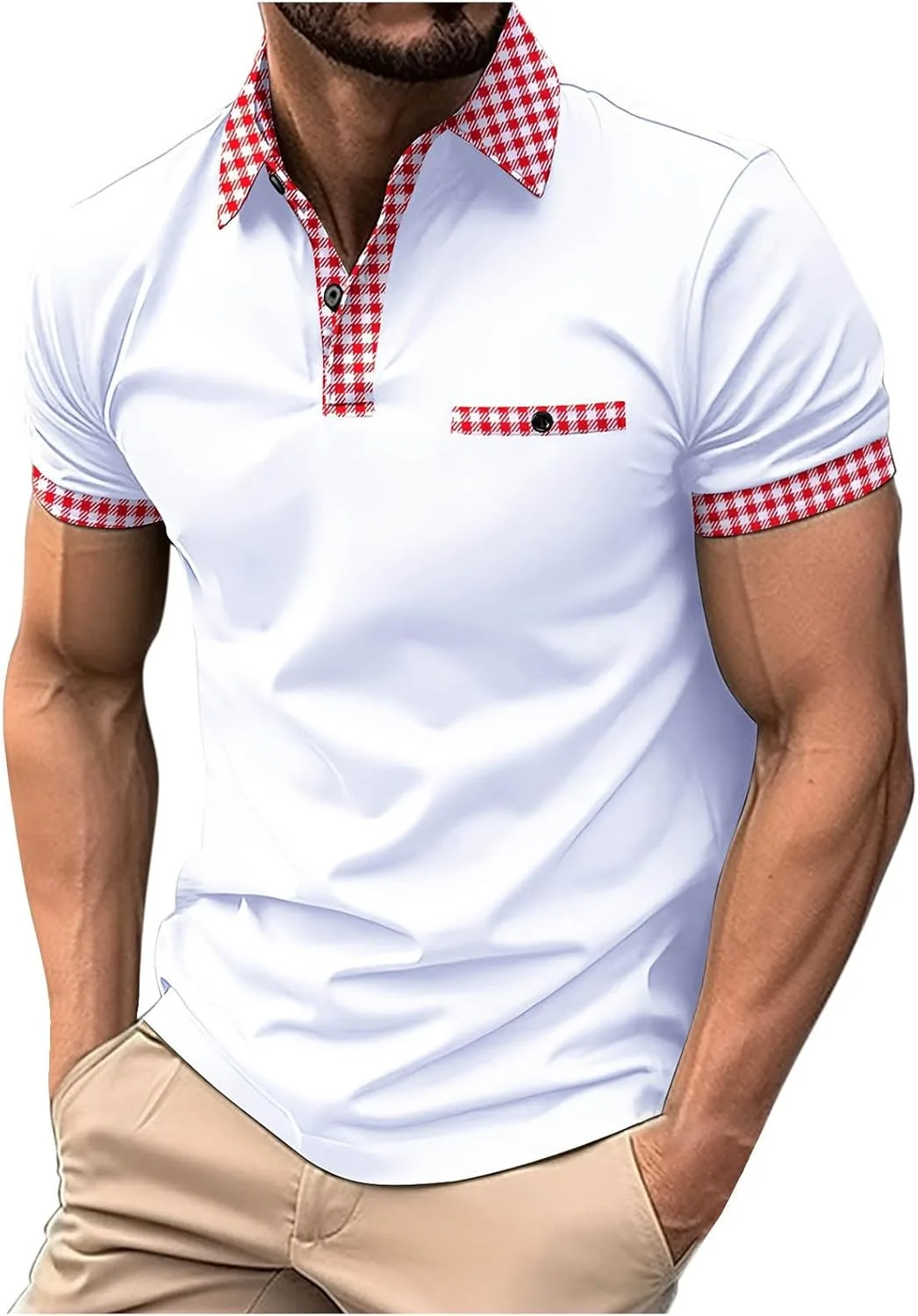 Мужская поло с коротким рукавом в клетку, Casual, Relaxed Fit
Мужская поло с коротким рукавом в клетку, Casual, Relaxed Fit