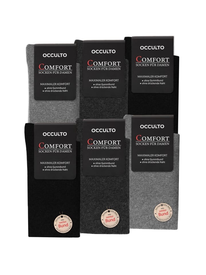 Носки Occulto 6er Pack Komfort Socken ohne Gummibund Gabi, цвет Grau-Mix 
Носки Occulto 6er Pack Komfort Socken ohne Gummibund Gabi, цвет Grau-Mix