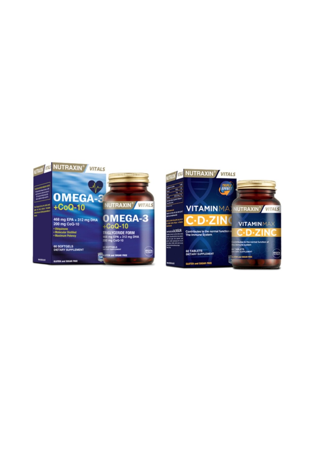 Nutraxin Рыбий жир, содержащий коэнзим Q10-омега-3 + coq-10 60 мягких капсул + витамин Макс (c, d, цинк) 60 таблеток
Nutraxin Рыбий жир, содержащий коэнзим Q10-омега-3 + coq-10 60 мягких капсул + витамин Макс (c, d, цинк) 60 таблеток