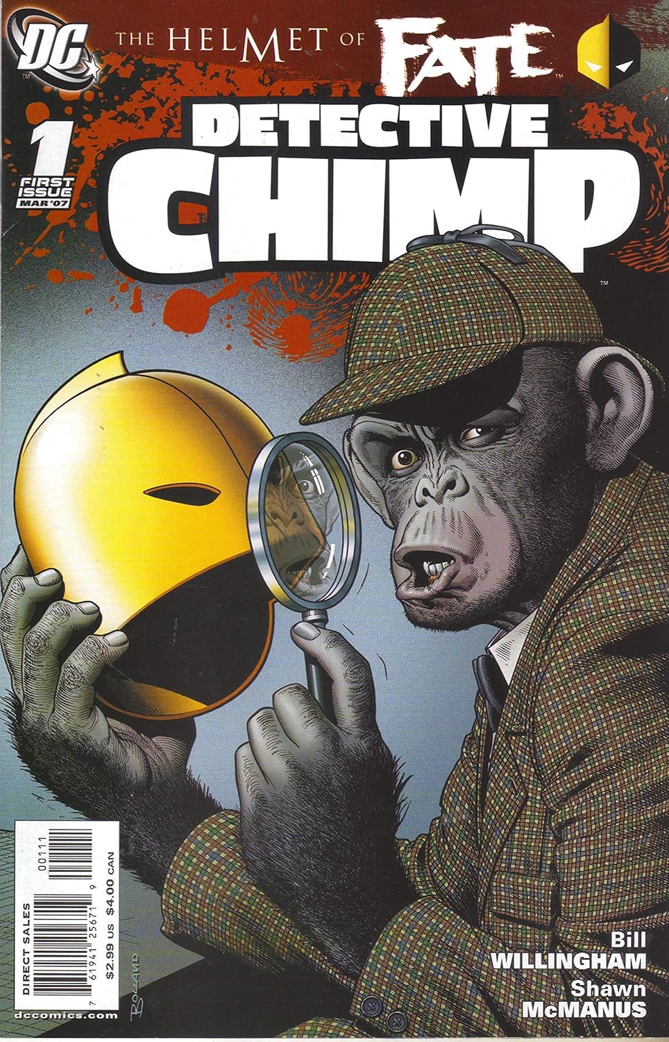 Detective Chimp, No. 1: The Helmet of Fate; March 2007 (DC Comics)
Detective Chimp, No. 1: The Helmet of Fate; March 2007 (DC Comics)