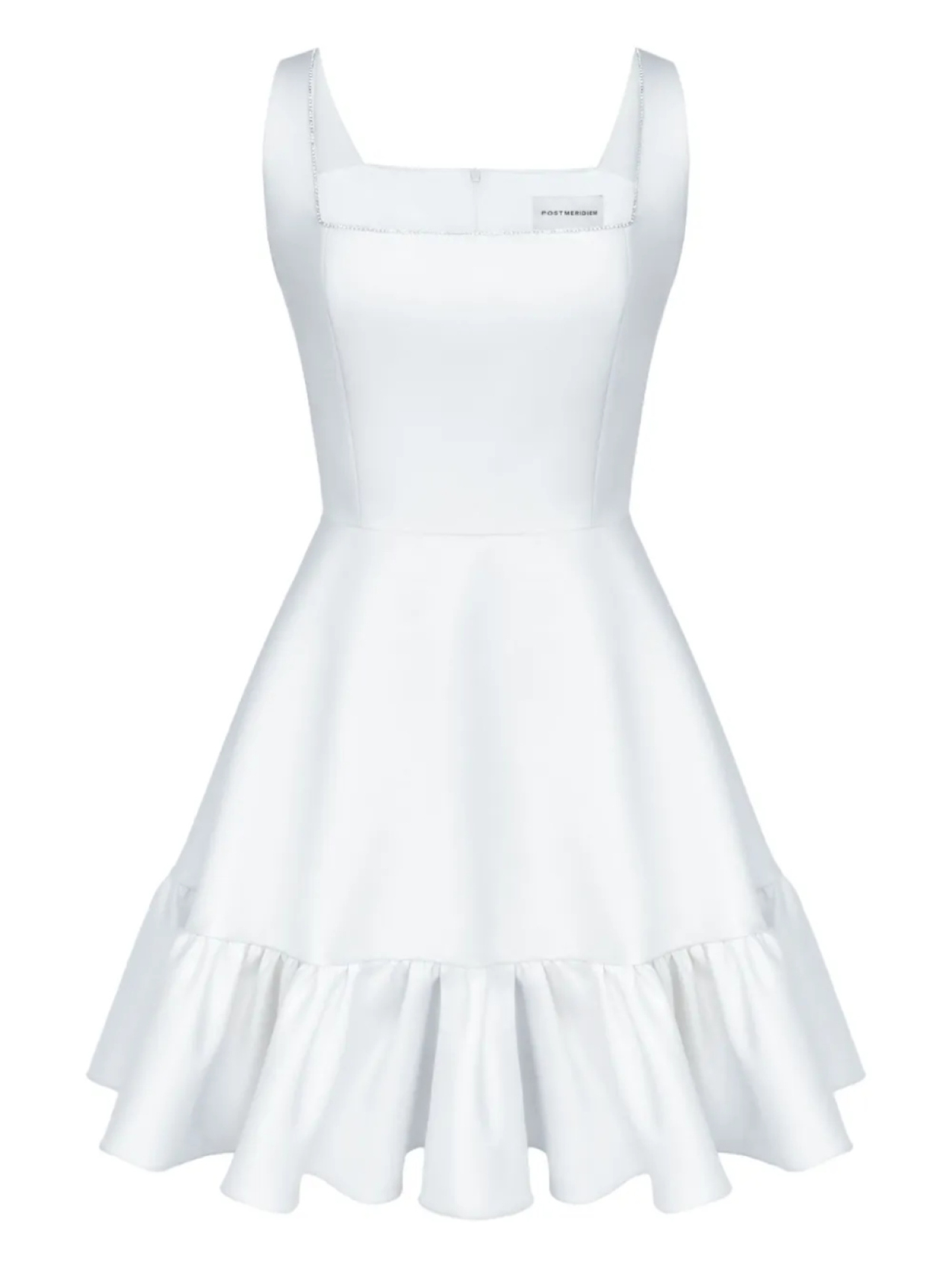 POST MERIDIEM платье миди с оборками, белый 
POST MERIDIEM платье миди с оборками, белый