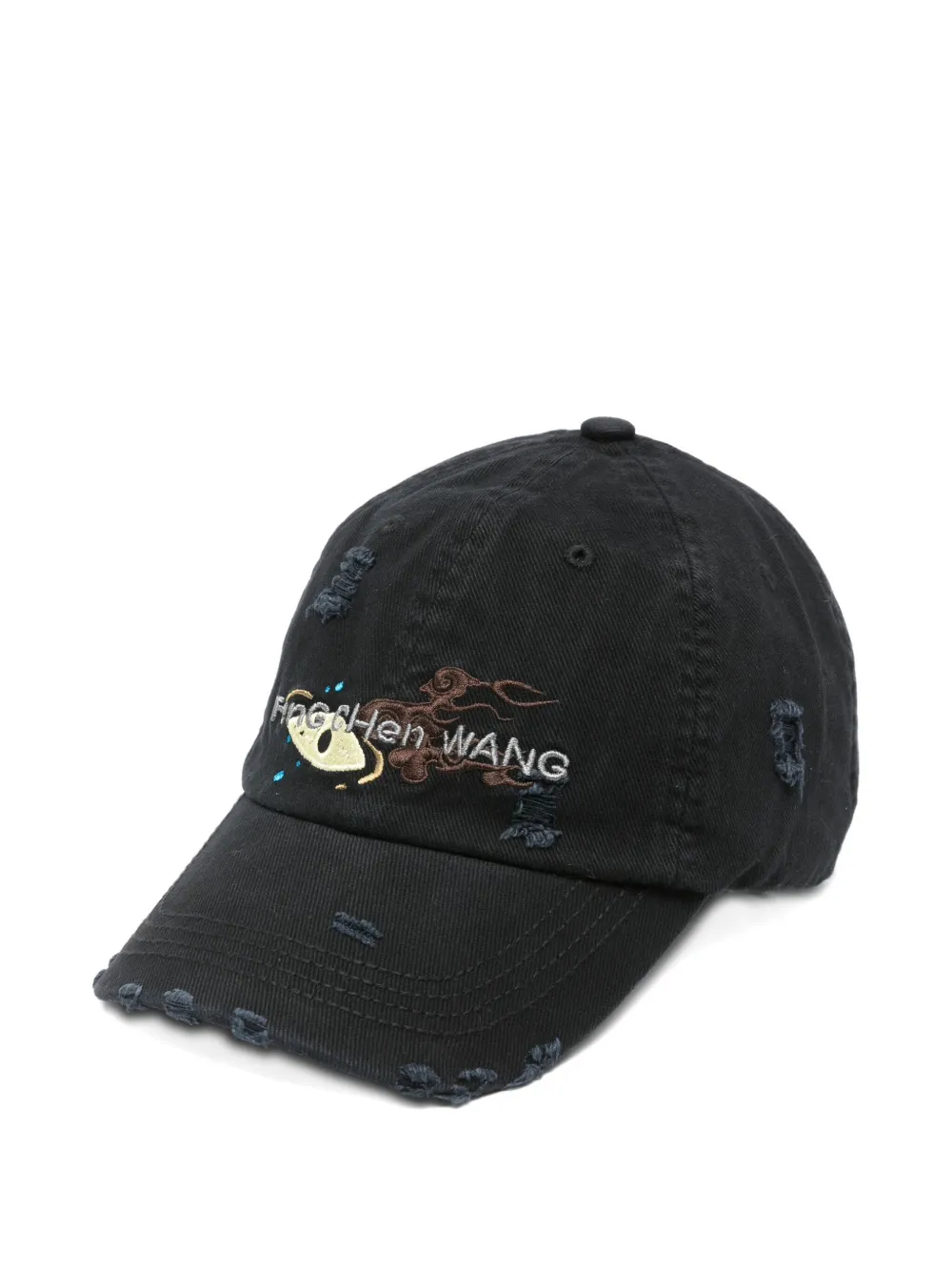 Вышитая потертая бейсболка Feng Chen Wang, черный
Вышитая потертая бейсболка Feng Chen Wang, черный