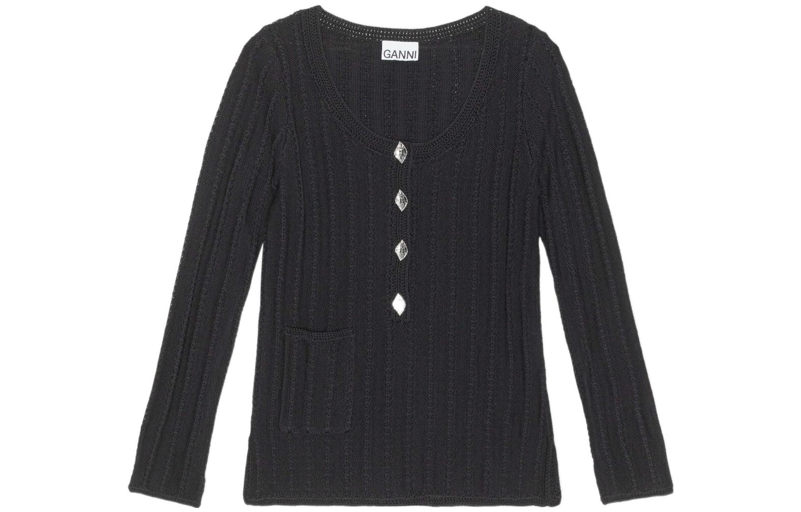 Вязаный топ хенли GANNI, черный
Вязаный топ хенли GANNI, черный