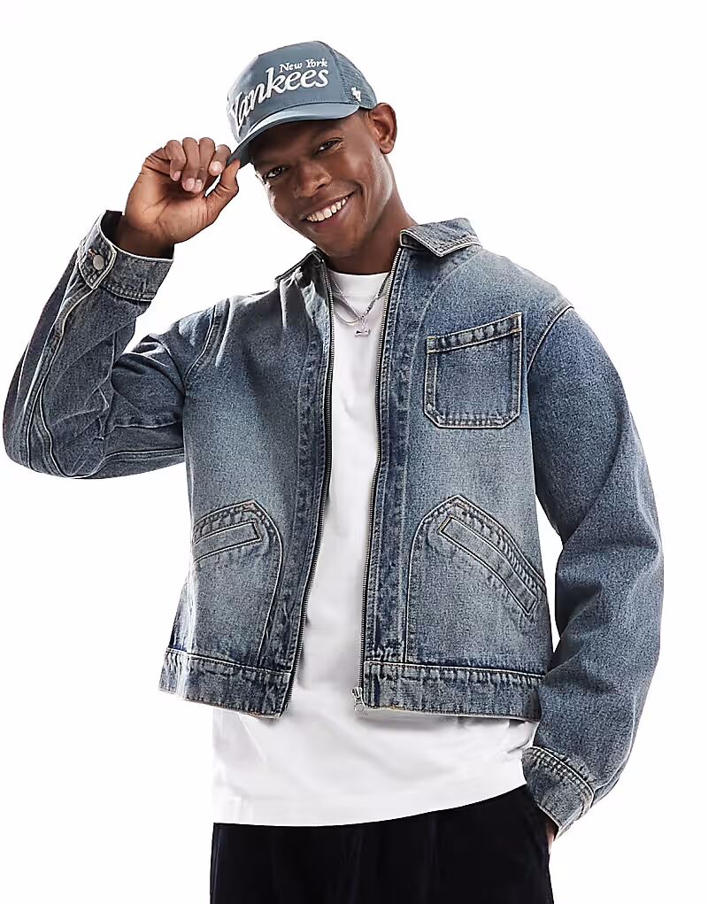 Джинсовая куртка-харрингтон свободного кроя ASOS DESIGN в сине-голубом цвете, Синий, Джинсовая куртка-харрингтон свободного кроя ASOS DESIGN в сине-голубом цвете 
Джинсовая куртка-харрингтон свободного кроя ASOS DESIGN в сине-голубом цвете, Синий, Джинсовая куртка-харрингтон свободного кроя ASOS DESIGN в сине-голубом цвете