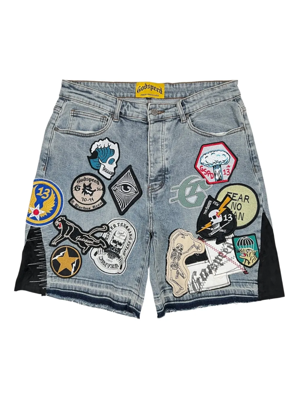Лоскутные джинсовые шорты GODSPEED, синий 
Лоскутные джинсовые шорты GODSPEED, синий