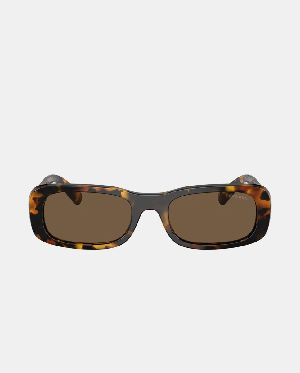 Женские прямоугольные солнцезащитные очки из ацетата цвета «Гавана» Miu Miu
Женские прямоугольные солнцезащитные очки из ацетата цвета «Гавана» Miu Miu