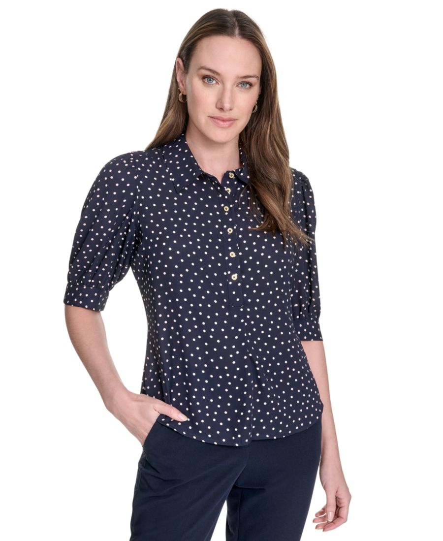 Женская блузка с принтом, воротником-стойкой и пышными рукавами Tommy Hilfiger, Midnight/ Powder
Женская блузка с принтом, воротником-стойкой и пышными рукавами Tommy Hilfiger, Midnight/ Powder