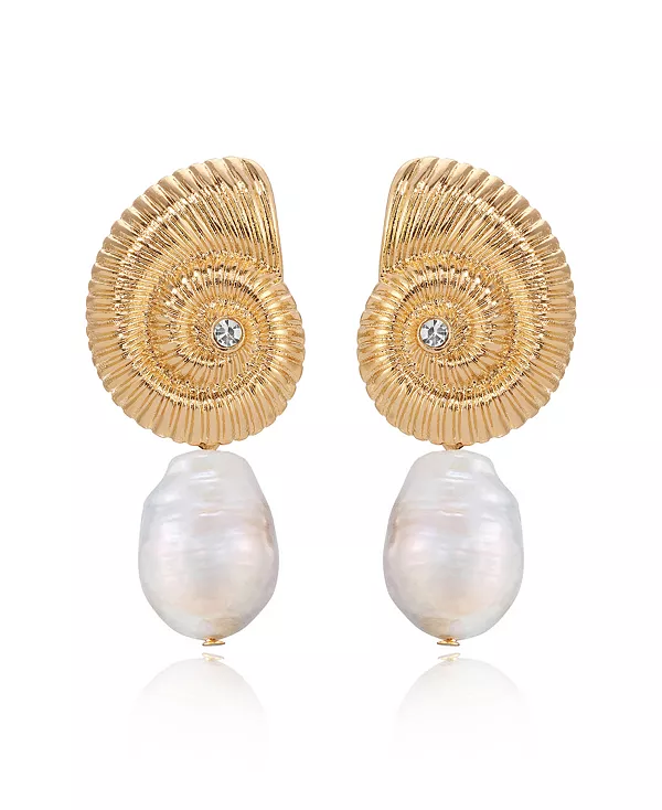 Крупные серьги с закрученными ракушками из пресноводного культивированного жемчуга Ettika, gold
Крупные серьги с закрученными ракушками из пресноводного культивированного жемчуга Ettika, gold