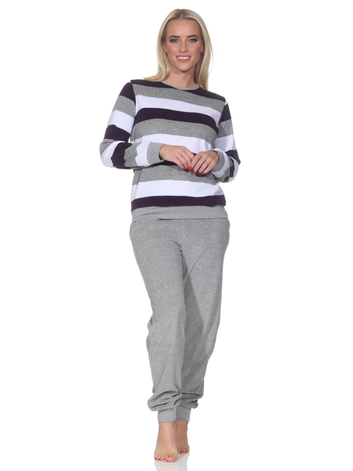 NORMANN Пижама с длинными рукавами, манжетами и полосками фиолетового цвета
NORMANN Пижама с длинными рукавами, манжетами и полосками фиолетового цвета