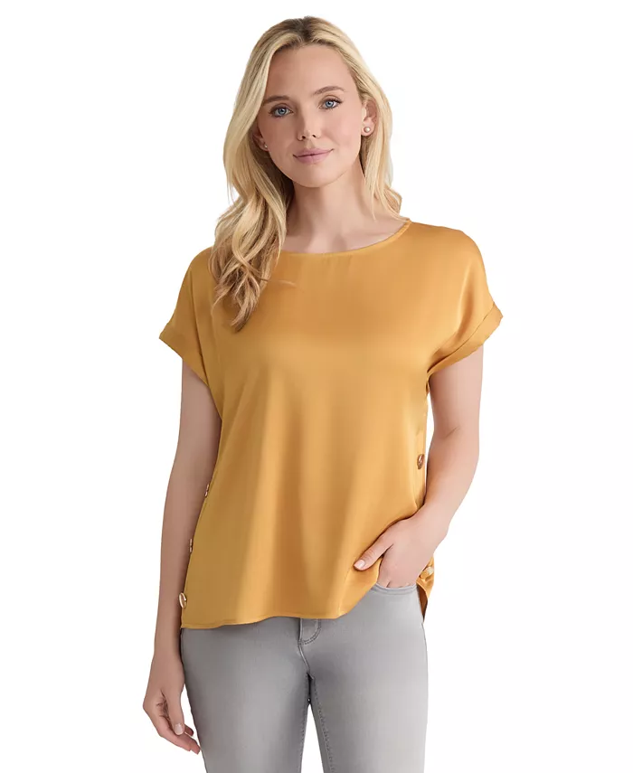 Женский топ с манжетами на рукавах и застежкой по бокам Jones New York, золотой
Женский топ с манжетами на рукавах и застежкой по бокам Jones New York, золотой