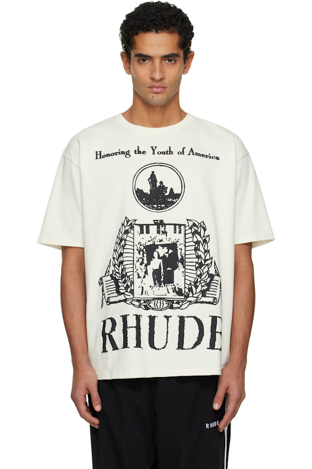 Rhude Футболка Off-White «Молодежь Америки»
Rhude Футболка Off-White «Молодежь Америки»