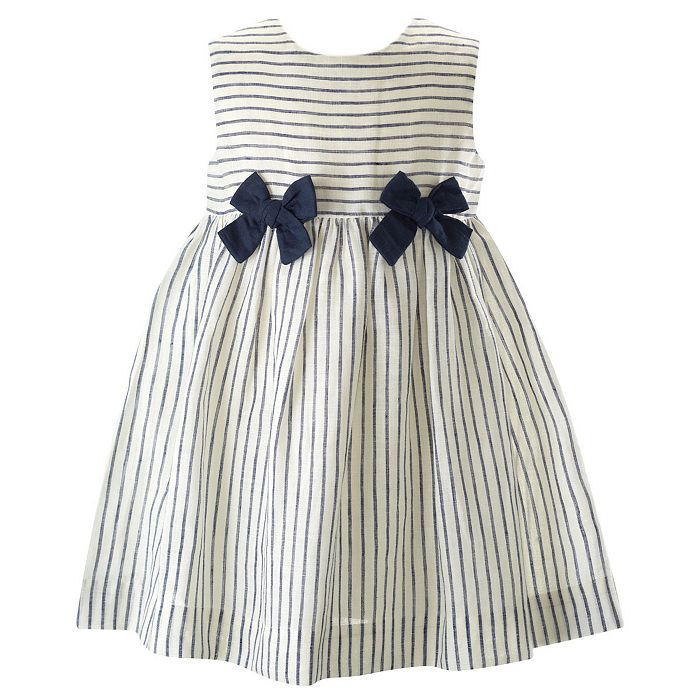 Платье и шаровары из льна в полоску с бантом для девочек - для малышей, маленьких детей, больших детей Rachel Riley, синий