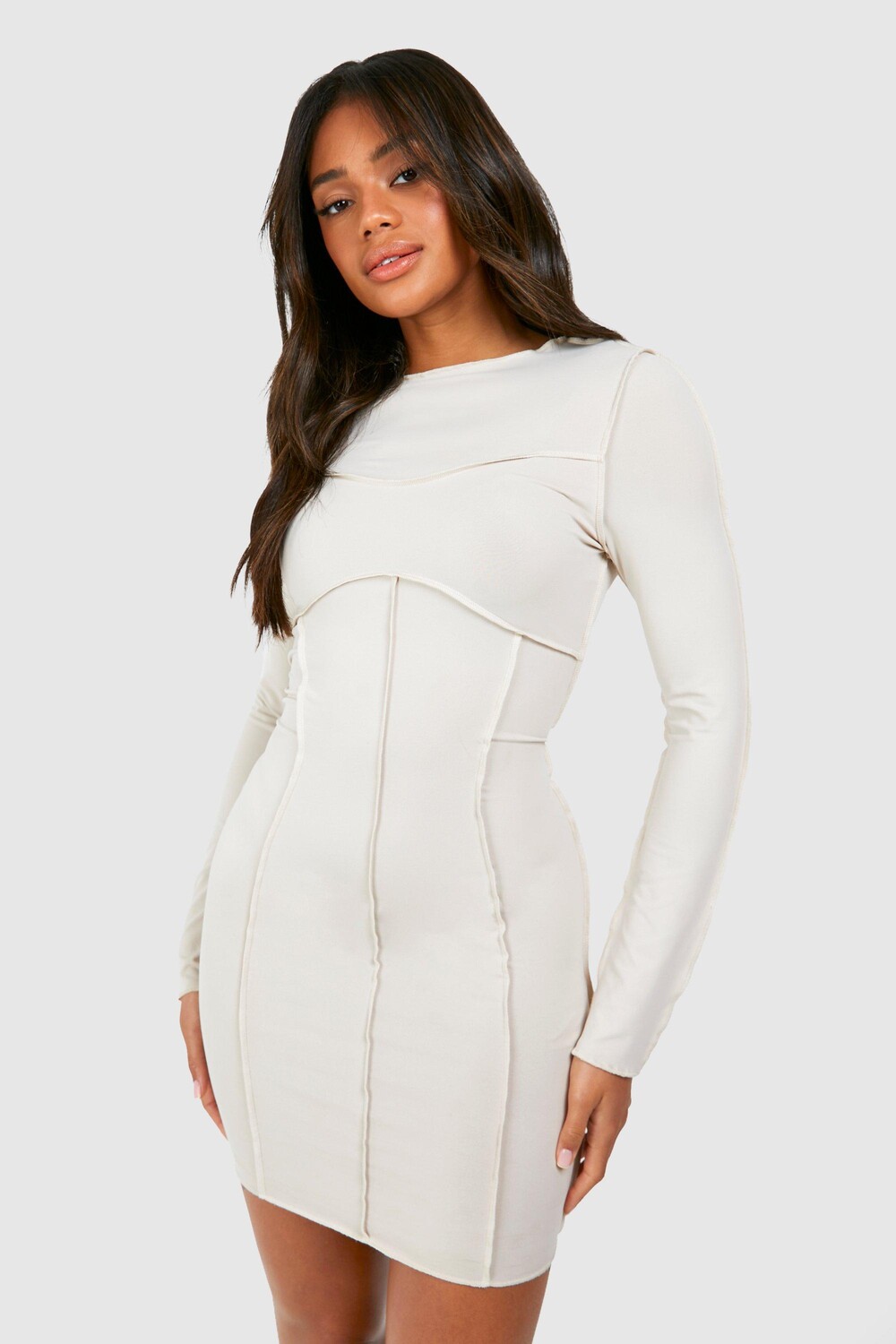 Мини-платье с открытыми швами boohoo, бежевый
Мини-платье с открытыми швами boohoo, бежевый