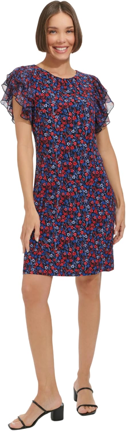 Женское шифоновое платье Tommy Hilfiger с рукавами-крылышками, круглым вырезом и мелким цветочным принтом, Sky Captain/Guava
Женское шифоновое платье Tommy Hilfiger с рукавами-крылышками, круглым вырезом и мелким цветочным принтом, Sky Captain/Guava