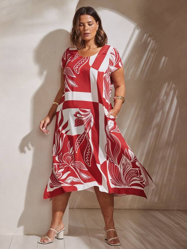 Платье миди с асимметричным подолом и абстрактным листовым принтом Live Unlimited, Red
Платье миди с асимметричным подолом и абстрактным листовым принтом Live Unlimited, Red