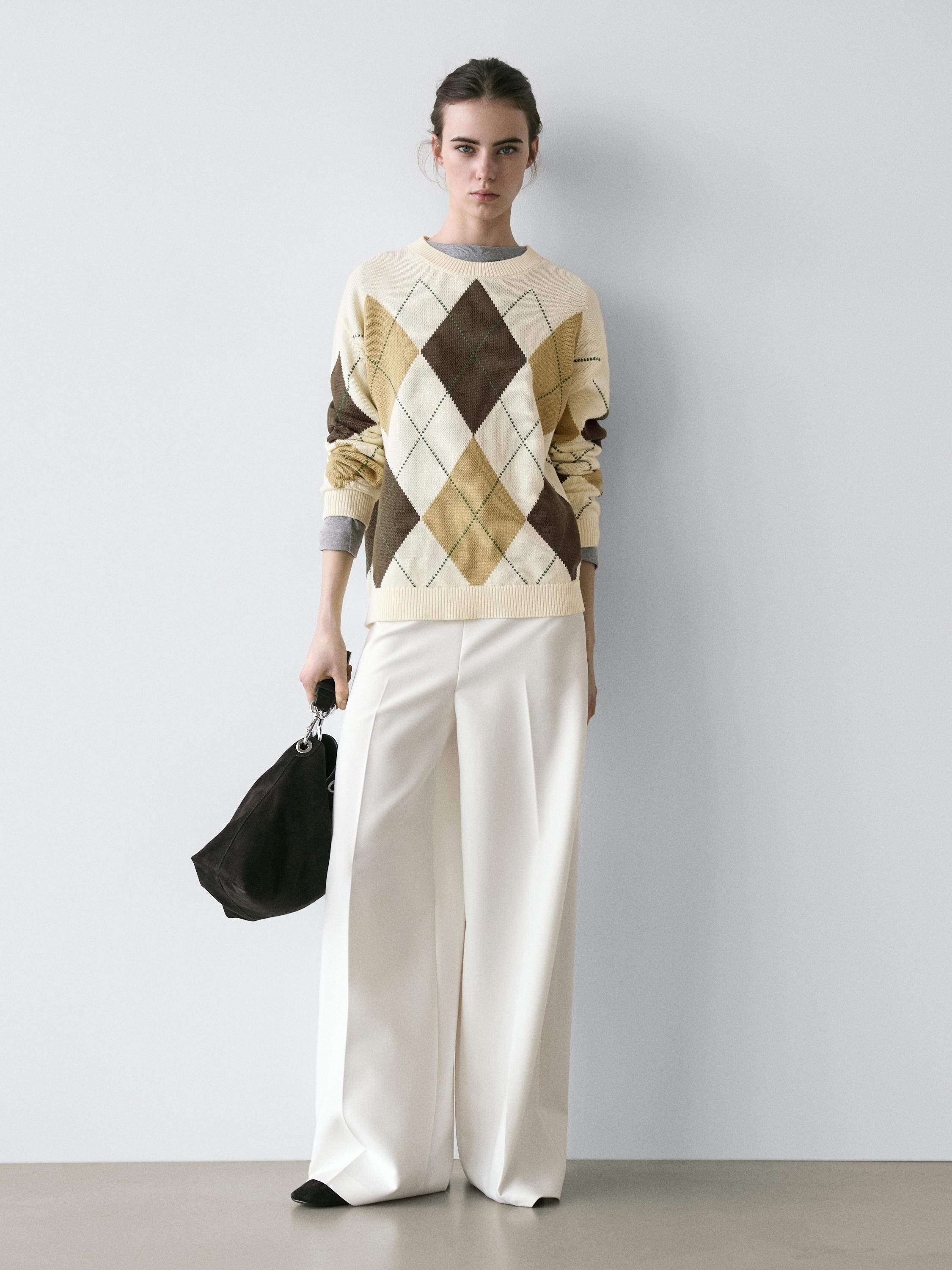 Хлопковый вязаный свитер с узором аргайл Massimo Dutti, cream
Хлопковый вязаный свитер с узором аргайл Massimo Dutti, cream